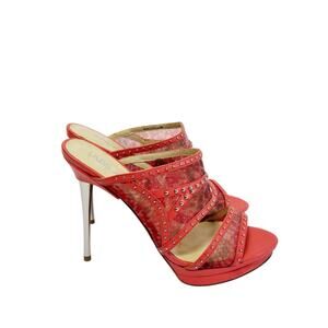 ABS VERO CORAL PINK AND SILVER WOMEN HEELS SIZE 8M NO BOX